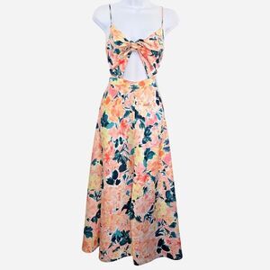 For Love And Lemons Maxi Pink Dress Summer Wedding Guest Dress Tie Front